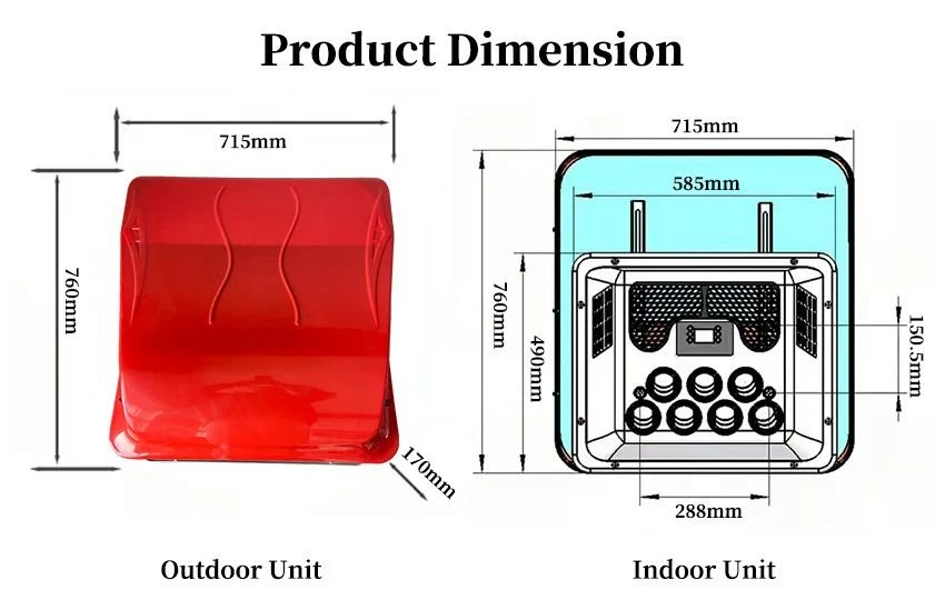 dimension of semi truck air conditioner