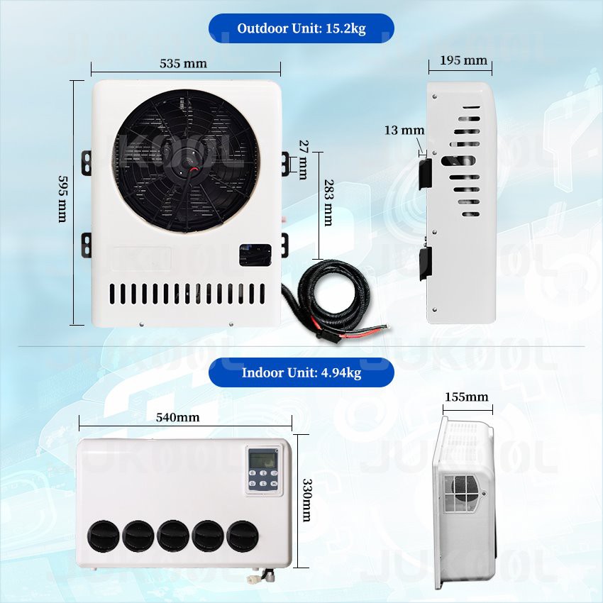 Dimension of 12v air conditioner for semi truck